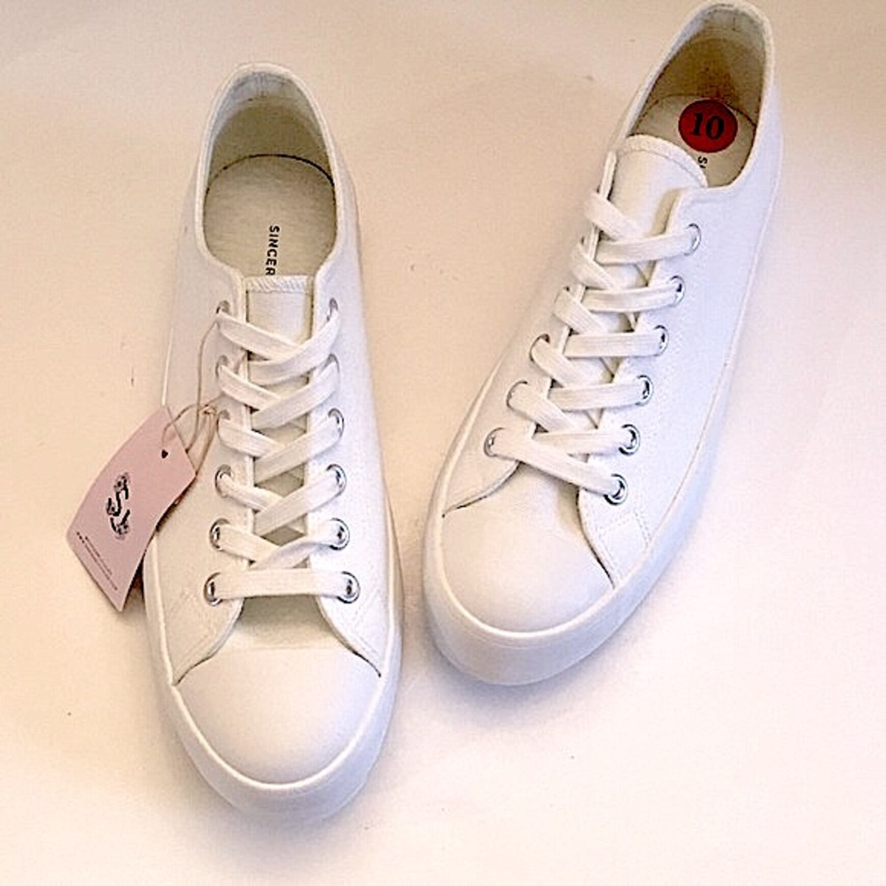 SINCERELY JULES VASCO White Canvas Platform Sneakers Low Cut Lace-up Size-10 NEW - Picture 2 of 15